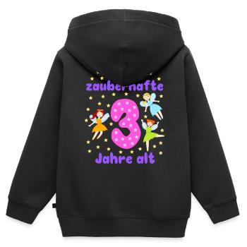 3. Geburtstag Feen Magie Fantasie Mädchen 3 Jahre - Kinder Premium Organic Zip Hoodie - Schwarz - Hinten - AI Model Kid Male (0cm)
