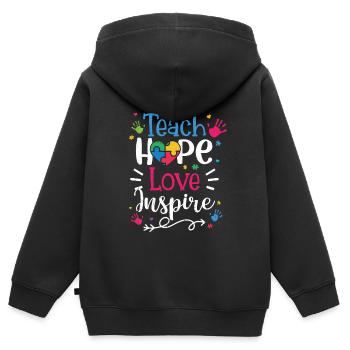 Autismus - Kinder Premium Organic Zip Hoodie - Schwarz - Hinten - AI Model Kid Male (0cm)
