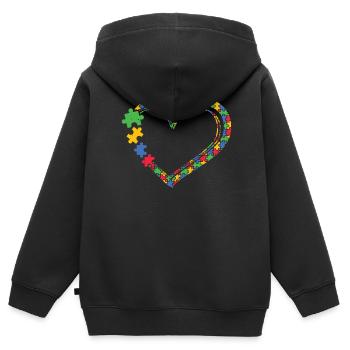 Autism - Kids Premium Organic Zip-up Hoodie - black - Back - AI Model Kid Male (0cm)