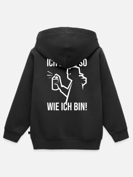 Je reste comme je suis Street Art Graffiti - Sweat Premium à capuche zippé enfant bio - noir