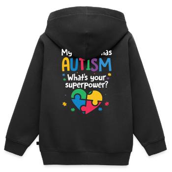 Autismus Awareness Day Autist Geschenk - Kinder Premium Organic Zip Hoodie - Schwarz - Hinten - AI Model Kid Male (0cm)