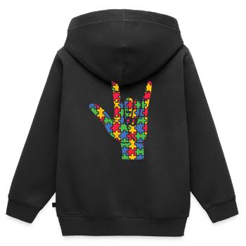 Autismus Awareness Day Autist Geschenk - Kinder Premium Organic Zip Hoodie - Schwarz - Hinten - AI Model Kid Male (0cm)