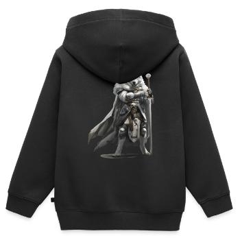 Husky Knight Médiéval - Sweat Premium à capuche zippé enfant bio - noir - Dos - AI Model Kid Male (0cm)
