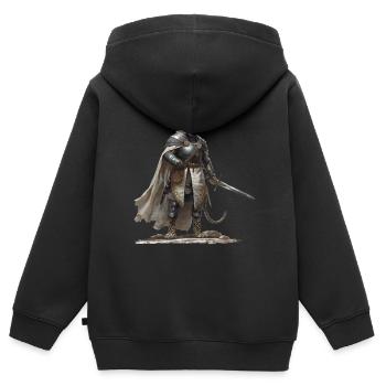Jaguar Knight Moyen Âge - Sweat Premium à capuche zippé enfant bio - noir - Dos - AI Model Kid Male (0cm)