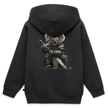 Koala Ritter Mittelalter - Kinder Premium Organic Zip Hoodie - Schwarz - Hinten - AI Model Kid Male (0cm)