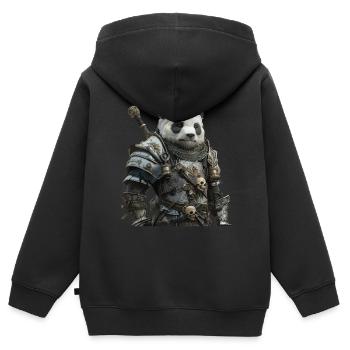 Panda Ritter Mittelalter - Kinder Premium Organic Zip Hoodie - Schwarz - Hinten - AI Model Kid Male (0cm)