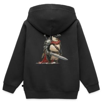 Pinguin Ritter Mittelalter - Kinder Premium Organic Zip Hoodie - Schwarz - Hinten - AI Model Kid Male (0cm)