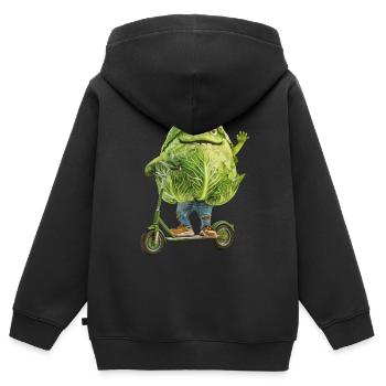 Kohl Scooter - Kinder Premium Organic Zip Hoodie - Schwarz - Hinten - AI Model Kid Male (0cm)
