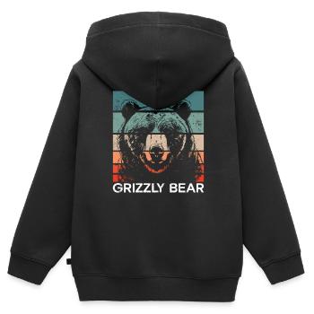 Grizzlybär Braunbär - Kinder Premium Organic Zip Hoodie - Schwarz - Hinten - AI Model Kid Male (0cm)