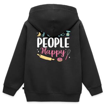 Bäcker Bäckerein Backwaren Backen Geschenk - Kinder Premium Organic Zip Hoodie - Schwarz - Hinten - AI Model Kid Male (0cm)