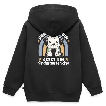 Hourra, je suis en maternelle maintenant - Sweat Premium à capuche zippé enfant bio - noir - Dos - AI Model Kid Male (0cm)