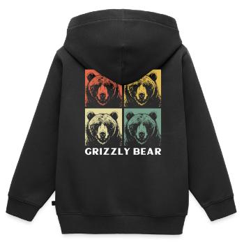 Grizzlybär Braunbär - Kinder Premium Organic Zip Hoodie - Schwarz - Hinten - AI Model Kid Male (0cm)