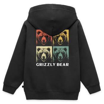 Grizzlybär Braunbär - Kinder Premium Organic Zip Hoodie - Schwarz - Hinten - AI Model Kid Male (0cm)