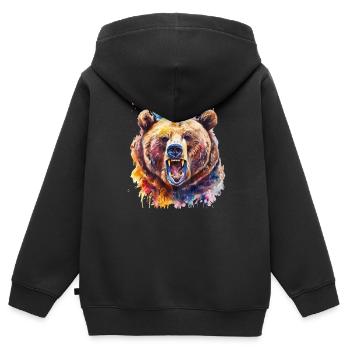 Grizzlybär Braunbär - Kinder Premium Organic Zip Hoodie - Schwarz - Hinten - AI Model Kid Male (0cm)