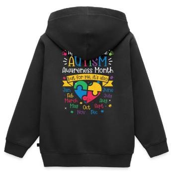 Autismus - Kinder Premium Organic Zip Hoodie - Schwarz - Hinten - AI Model Kid Male (0cm)