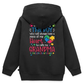 Autismus Awareness Day Autist Geschenk - Kinder Premium Organic Zip Hoodie - Schwarz - Hinten - AI Model Kid Male (0cm)