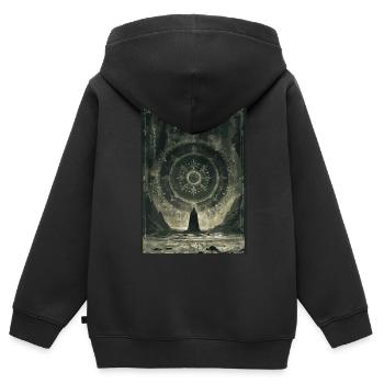 Le Tarot de la Roue de la Fortune - Sweat Premium à capuche zippé enfant bio - noir - Dos - AI Model Kid Male (0cm)