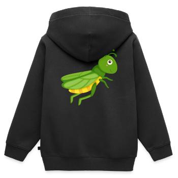 Sauterelles pour enfants - Sweat Premium à capuche zippé enfant bio - noir - Dos - AI Model Kid Male (0cm)