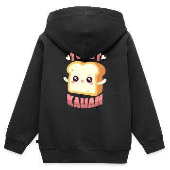 Toast Kawaii - Kinder Premium Organic Zip Hoodie - Schwarz - Hinten - AI Model Kid Male (0cm)