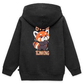 Red Panda thinks too much - Kids Premium Organic Zip-up Hoodie - black - Back - AI Model Kid Male (0cm)