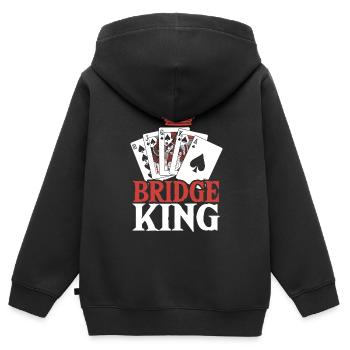 Bridge Kartenspiel Geschenk - Kinder Premium Organic Zip Hoodie - Schwarz - Hinten - AI Model Kid Male (0cm)