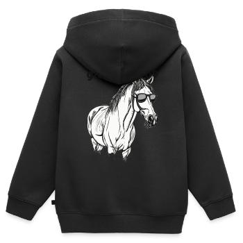 Giddythefup - Courses de chevaux - Sweat Premium à capuche zippé enfant bio - noir - Dos - AI Model Kid Male (0cm)