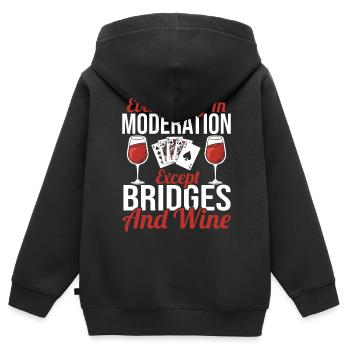Bridge Kartenspiel Geschenk - Kinder Premium Organic Zip Hoodie - Schwarz - Hinten - AI Model Kid Male (0cm)