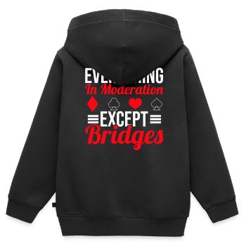 Bridge Kartenspiel Geschenk - Kinder Premium Organic Zip Hoodie - Schwarz - Hinten - AI Model Kid Male (0cm)