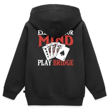 Bridge Kartenspiel Geschenk - Kinder Premium Organic Zip Hoodie - Schwarz - Hinten - AI Model Kid Male (0cm)