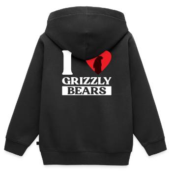 Grizzlybär Braunbär - Kinder Premium Organic Zip Hoodie - Schwarz - Hinten - AI Model Kid Male (0cm)