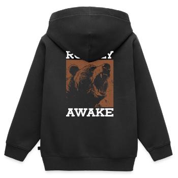 Grizzlybär Braunbär - Kinder Premium Organic Zip Hoodie - Schwarz - Hinten - AI Model Kid Male (0cm)