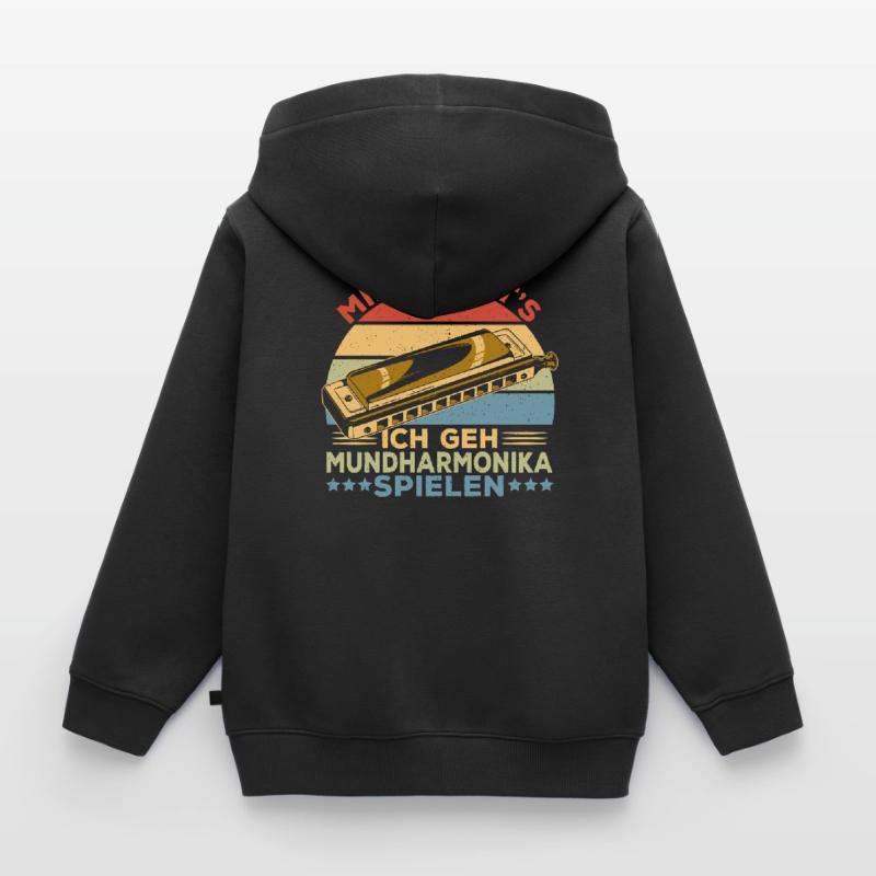 Playing Harmonica Gift Kids Premium Organic Zip-up Hoodie