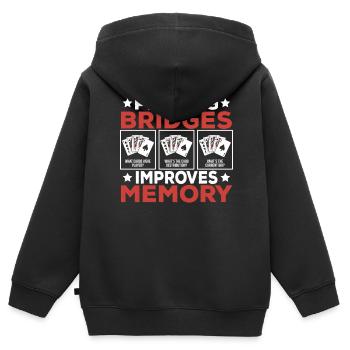 Cadeau pour le jeu de cartes Bridge - Sweat Premium à capuche zippé enfant bio - noir - Dos - AI Model Kid Male (0cm)