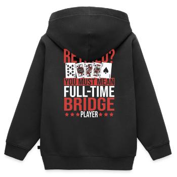 Bridge Kartenspiel Geschenk - Kinder Premium Organic Zip Hoodie - Schwarz - Hinten - AI Model Kid Male (0cm)