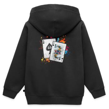 Black Jack Blackjack Kartenspiel Casino Geschenk - Kinder Premium Organic Zip Hoodie - Schwarz - Hinten - AI Model Kid Male (0cm)