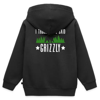 Grizzly Ours brun Ours brun - Sweat Premium à capuche zippé enfant bio - noir - Dos - AI Model Kid Male (0cm)