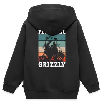 Grizzly Ours brun Ours brun - Sweat Premium à capuche zippé enfant bio - noir - Dos - AI Model Kid Male (0cm)