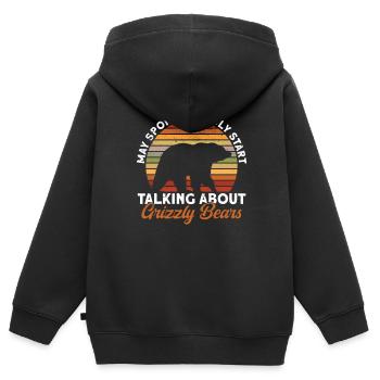 Grizzly Ours brun Ours brun - Sweat Premium à capuche zippé enfant bio - noir - Dos - AI Model Kid Male (0cm)