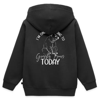 Grizzly Ours brun Ours brun - Sweat Premium à capuche zippé enfant bio - noir - Dos - AI Model Kid Male (0cm)