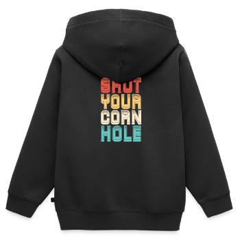 Cornhole Beanbag Sackloch Geschenk - Kinder Premium Organic Zip Hoodie - Schwarz - Hinten - AI Model Kid Male (0cm)