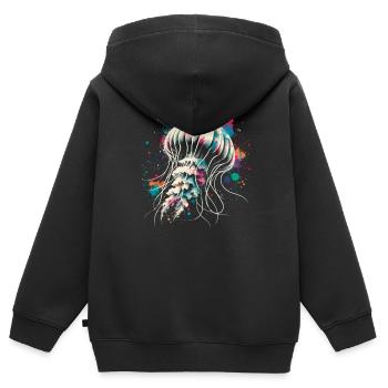 Qualle - Kinder Premium Organic Zip Hoodie - Schwarz - Hinten - AI Model Kid Male (0cm)
