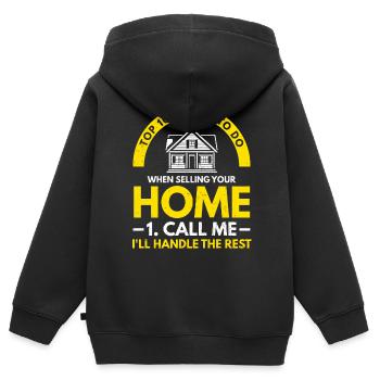 Immobilienmakler - Kinder Premium Organic Zip Hoodie - Schwarz - Hinten - AI Model Kid Male (0cm)