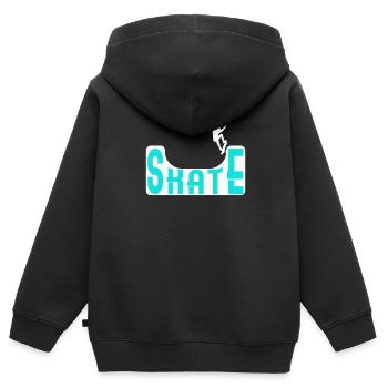 Skate Halfpipe Skateboard - Sweat Premium à capuche zippé enfant bio - noir - Dos - AI Model Kid Male (0cm)
