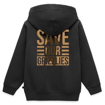 Grizzli Droits des animaux Ours brun - Sweat Premium à capuche zippé enfant bio - noir - Dos - AI Model Kid Male (0cm)