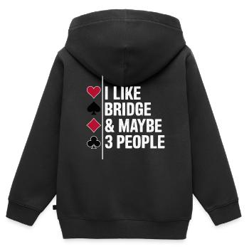 Bridge Kartenspiel Geschenk - Kinder Premium Organic Zip Hoodie - Schwarz - Hinten - AI Model Kid Male (0cm)