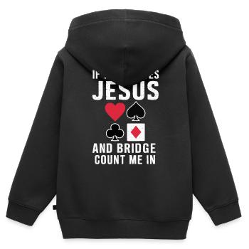 Cadeau pour le jeu de cartes Bridge - Sweat Premium à capuche zippé enfant bio - noir - Dos - AI Model Kid Male (0cm)