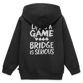 Cadeau pour le jeu de cartes Bridge - Sweat Premium à capuche zippé enfant bio - noir - Dos - AI Model Kid Male (0cm)