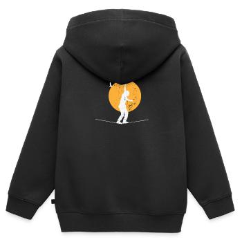 Slackline avec lune en arrière-plan - Sweat Premium à capuche zippé enfant bio - noir - Dos - AI Model Kid Male (0cm)
