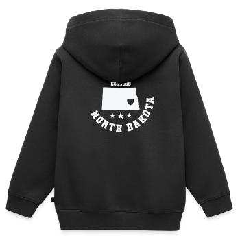 Fondée dans le Dakota du Nord en 1889, États-Unis - Sweat Premium à capuche zippé enfant bio - noir - Dos - AI Model Kid Male (0cm)