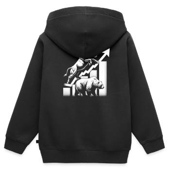 Bourse Investissement Trading Trader Economie - Sweat Premium à capuche zippé enfant bio - noir - Dos - AI Model Kid Male (0cm)